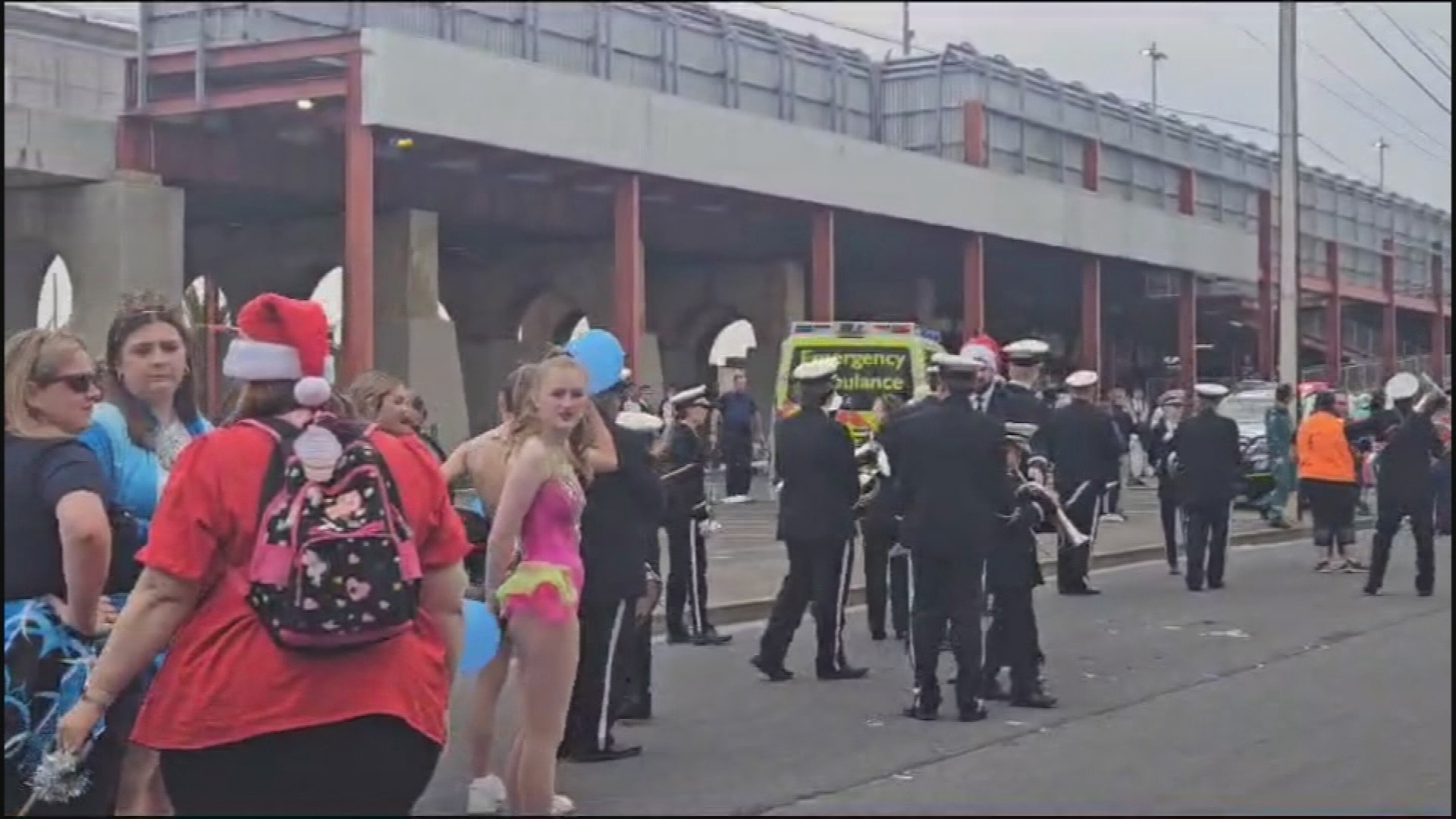 An out-of-control car has caused a major scare at the Port Adelaide Christmas Pageant.Participants had to be treated for shock after the sedan ploughed through a barrier, missing them by metres.