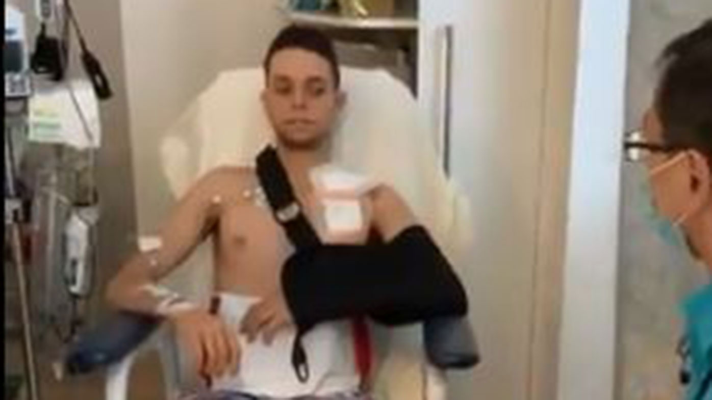 Injured jockey Andrew Adkins.