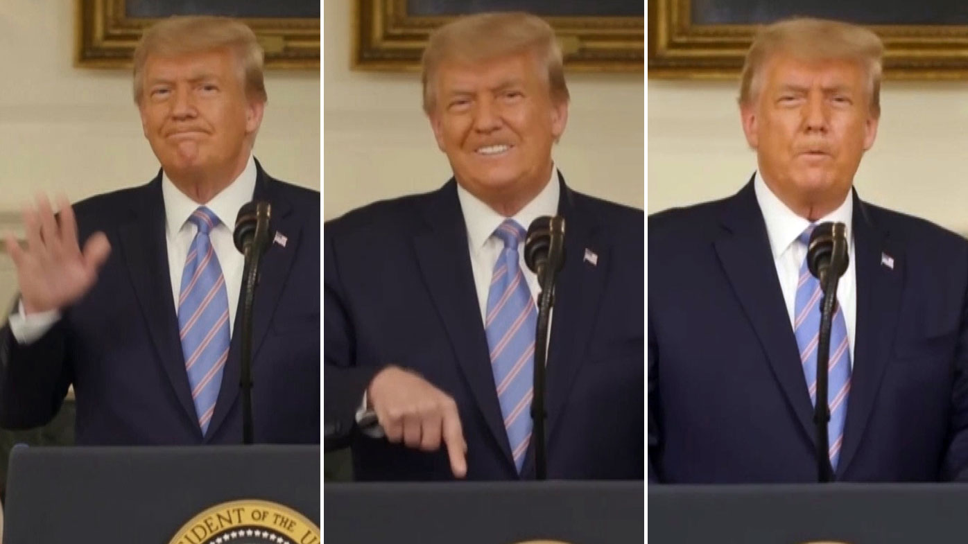 Donald Trump fumes as he reads a statement in the wake of the January 6 insurrection.