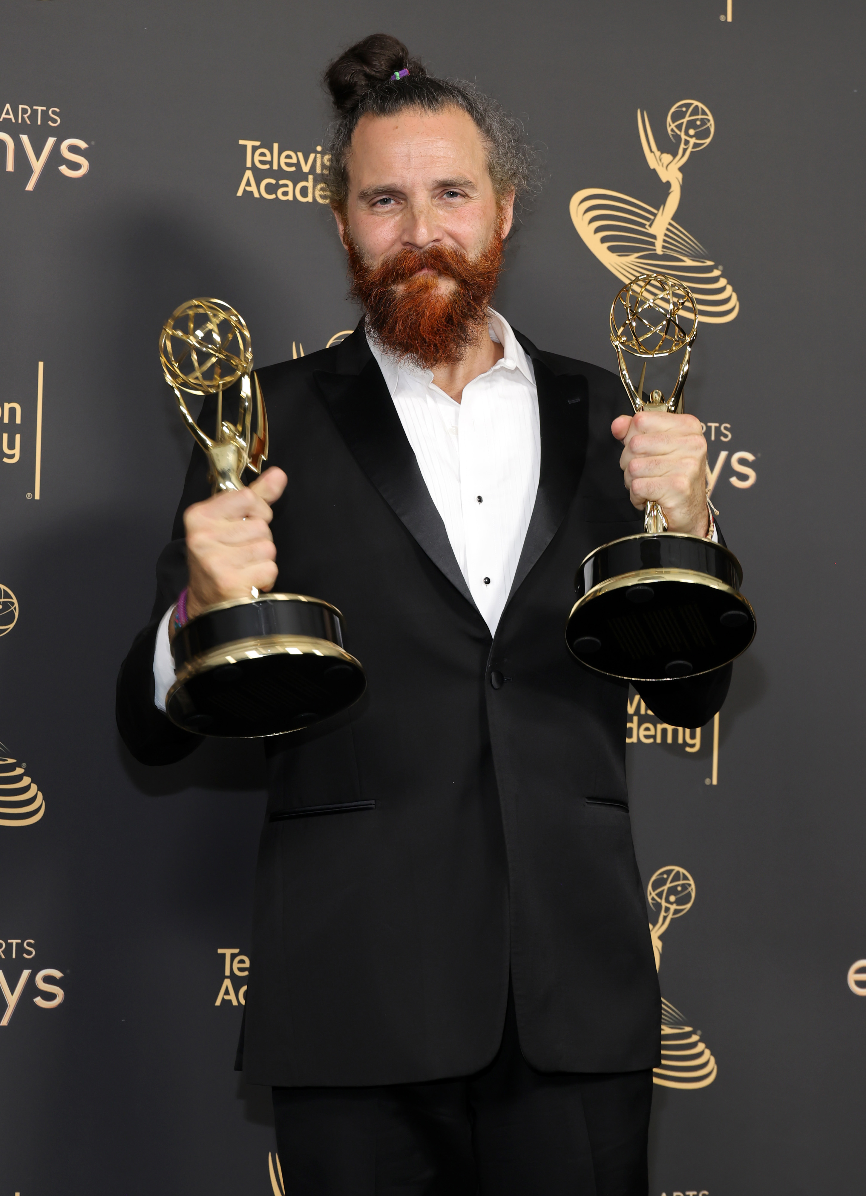 Cristobal Tapia de Veer, winner of the Outstanding Music Composition for a Limited or Anthology Series, Movie or Special (Original Dramatic Score) award for 'The White Lotus' attends the 2022 Creative Arts Emmys at Microsoft Theater on September 04, 2022 in Los Angeles, California. (Photo by Amy Sussman/Getty Images)