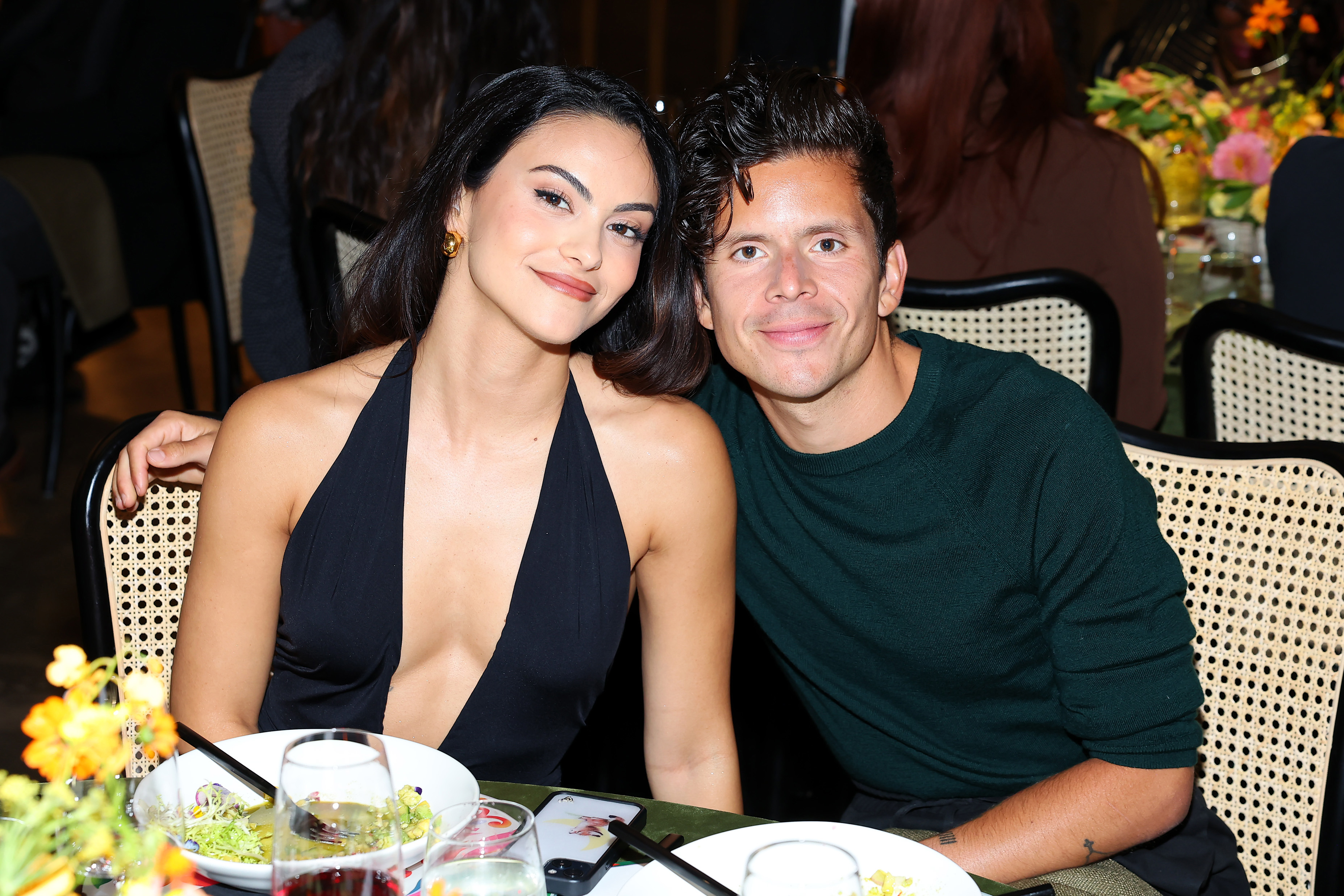 LOS ANGELES, CALIFORNIA - OCTOBER 24: (L-R) Camila Mendes and Rudy Mancuso attend TIME Latino Leaders at Casita Hollywood on October 24, 2024 in Los Angeles, California. (Photo by Leon Bennett/Getty Images for TIME)