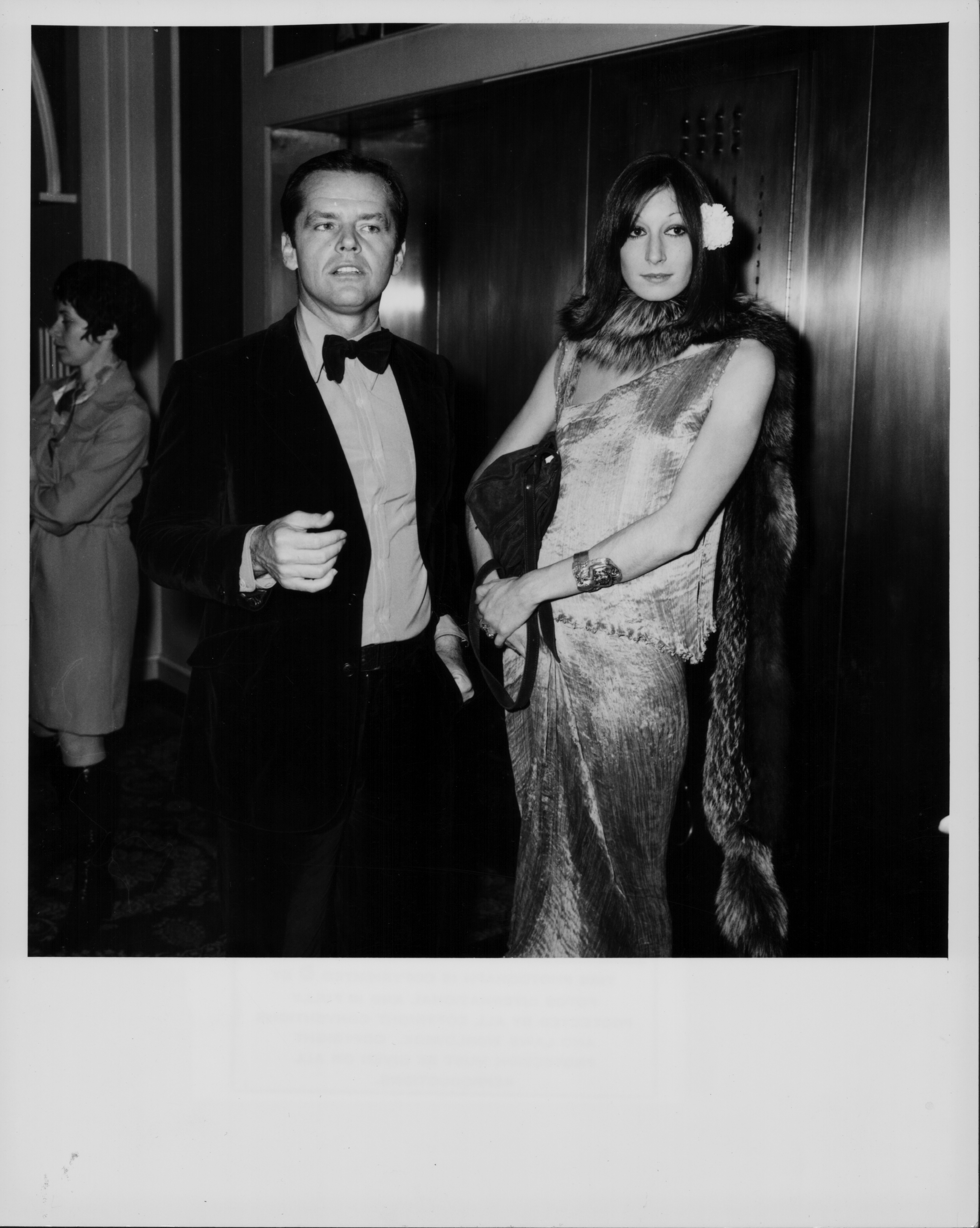 Jack Nicholson and Anjelica Huston at the Golden Globe Awards at the Beverly Hills Hilton, Los Angeles, January 26, 1974. 