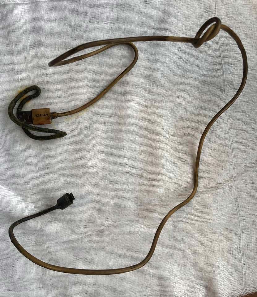 It's not clear how the cord, or hair tie, were consumed.