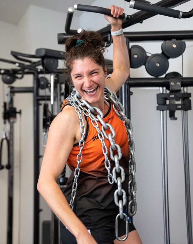 Ashleigh Werner trains with the Wests Tigers.