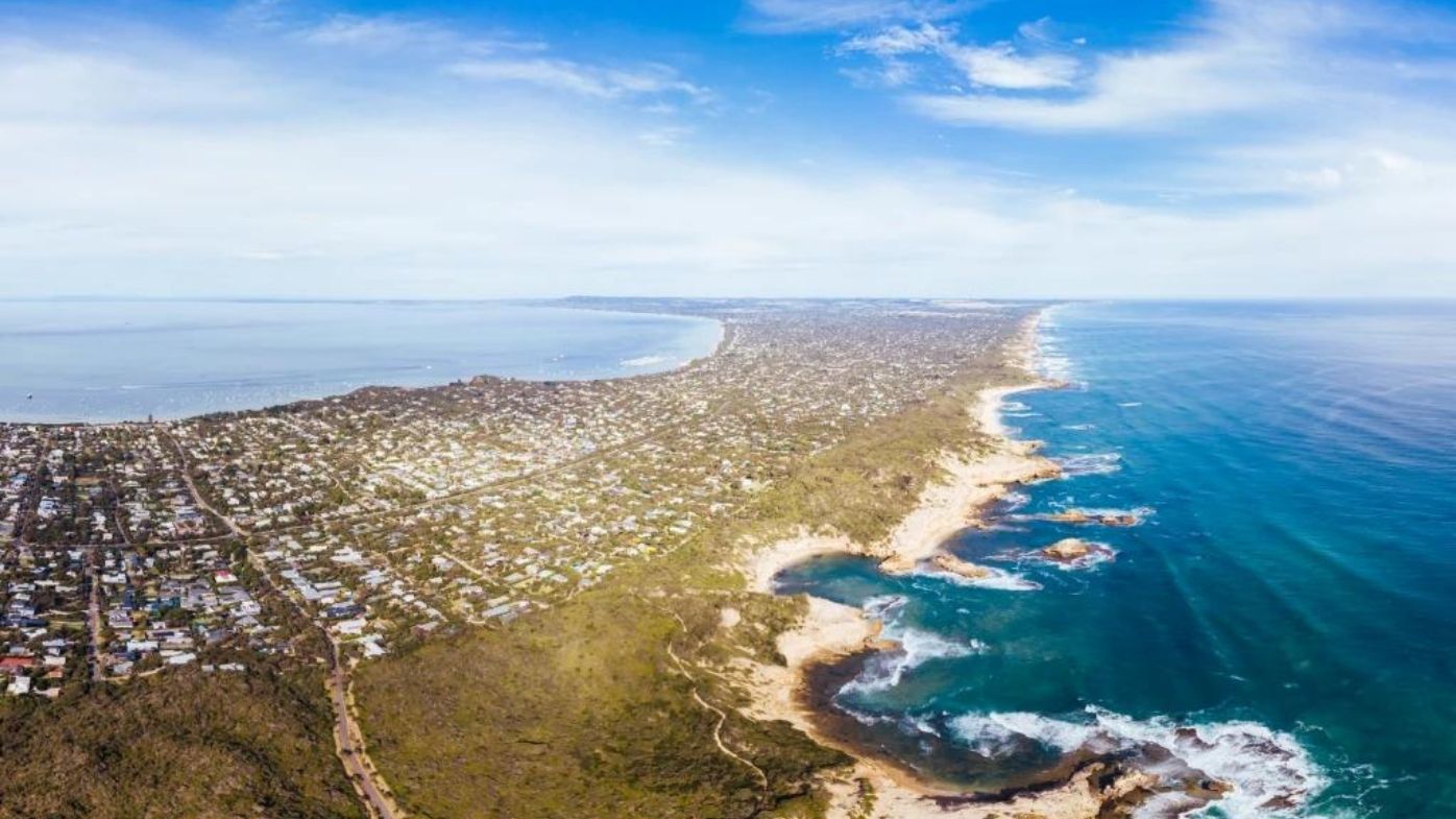 Mornington Peninsula aerial view urban sprawl beaches Victoria properties 