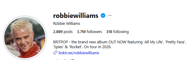 Robbie Williams new profile picture