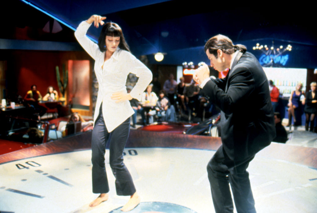 The famous dance scene involving Uma Thurman and John Travolta in the 1994 film Pulp Fiction.