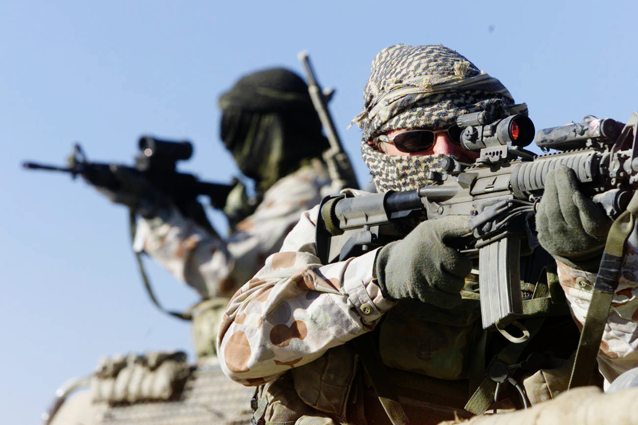 Australian SAS Soldiers on patrol near Bagram, Afghanistan.