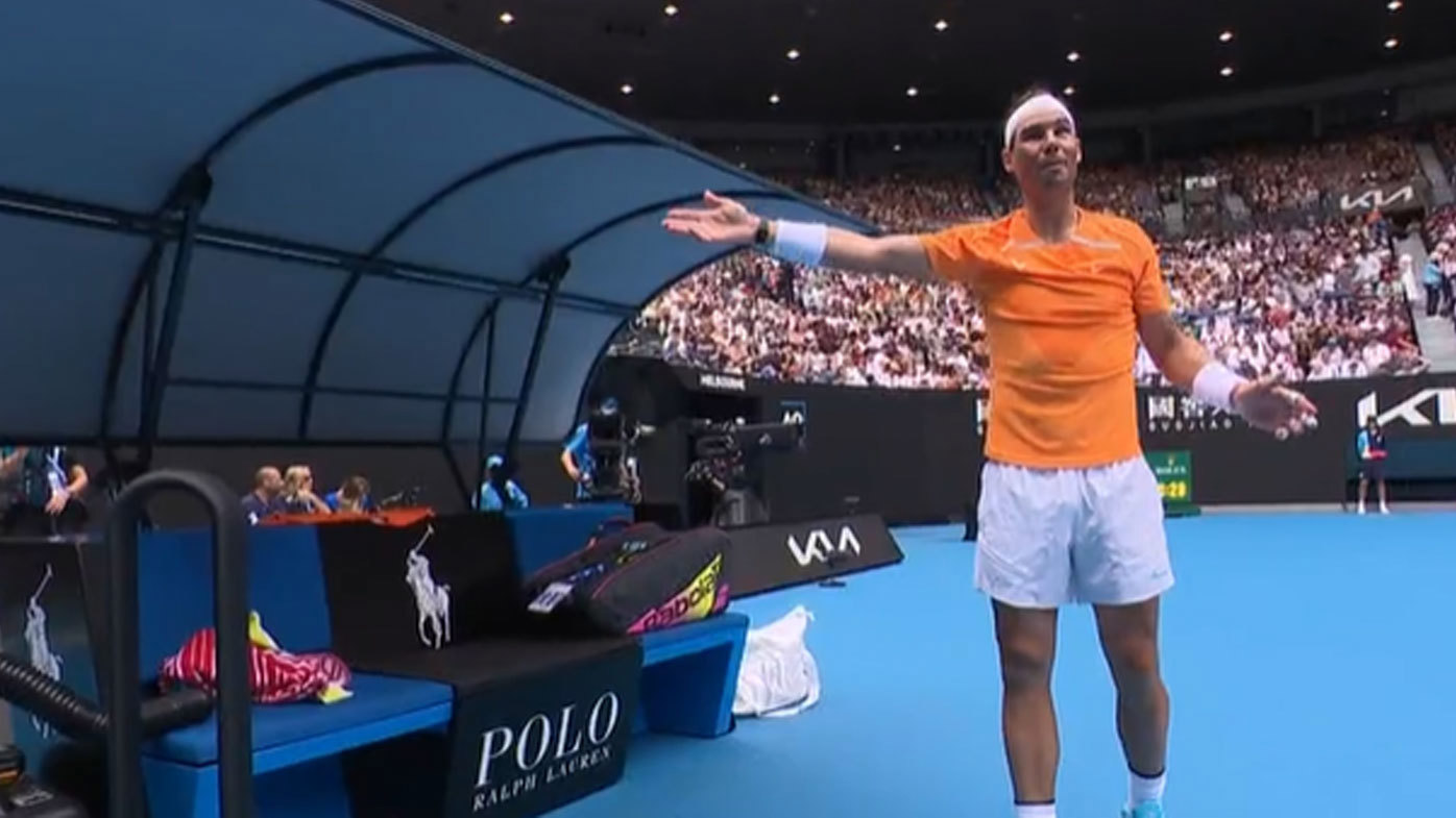 Rafael Nadal was left frustrated after a ballboy accidentally took one of his racquets too early