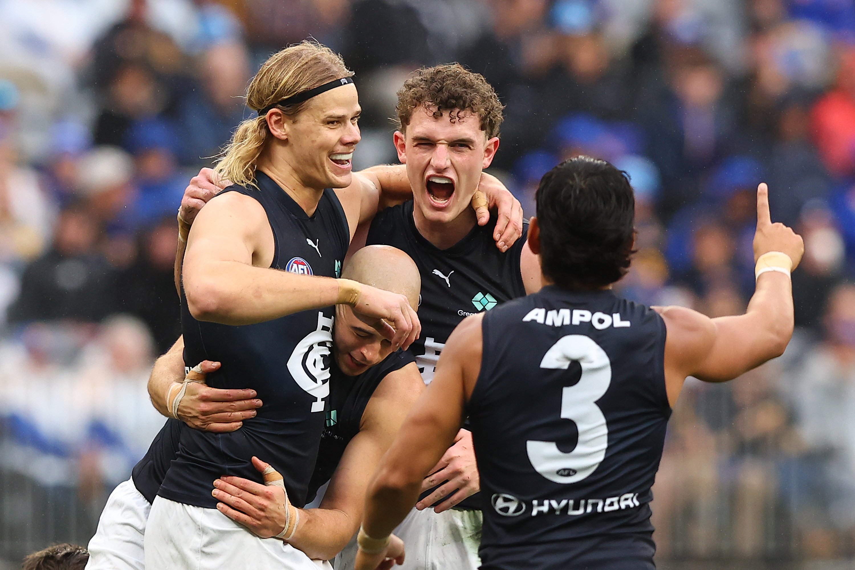 Tom De Koning of the Blues celebrates a goal.