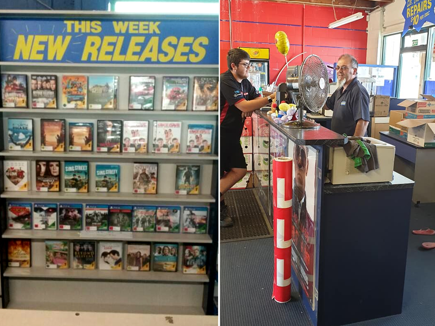 Store owner Chris Cucurullo serves a customer. When he bought the business the video rental store stocked just 7000 movies. Seven years later, Mr Cucurullo had built the library to more than 20,000 titles.