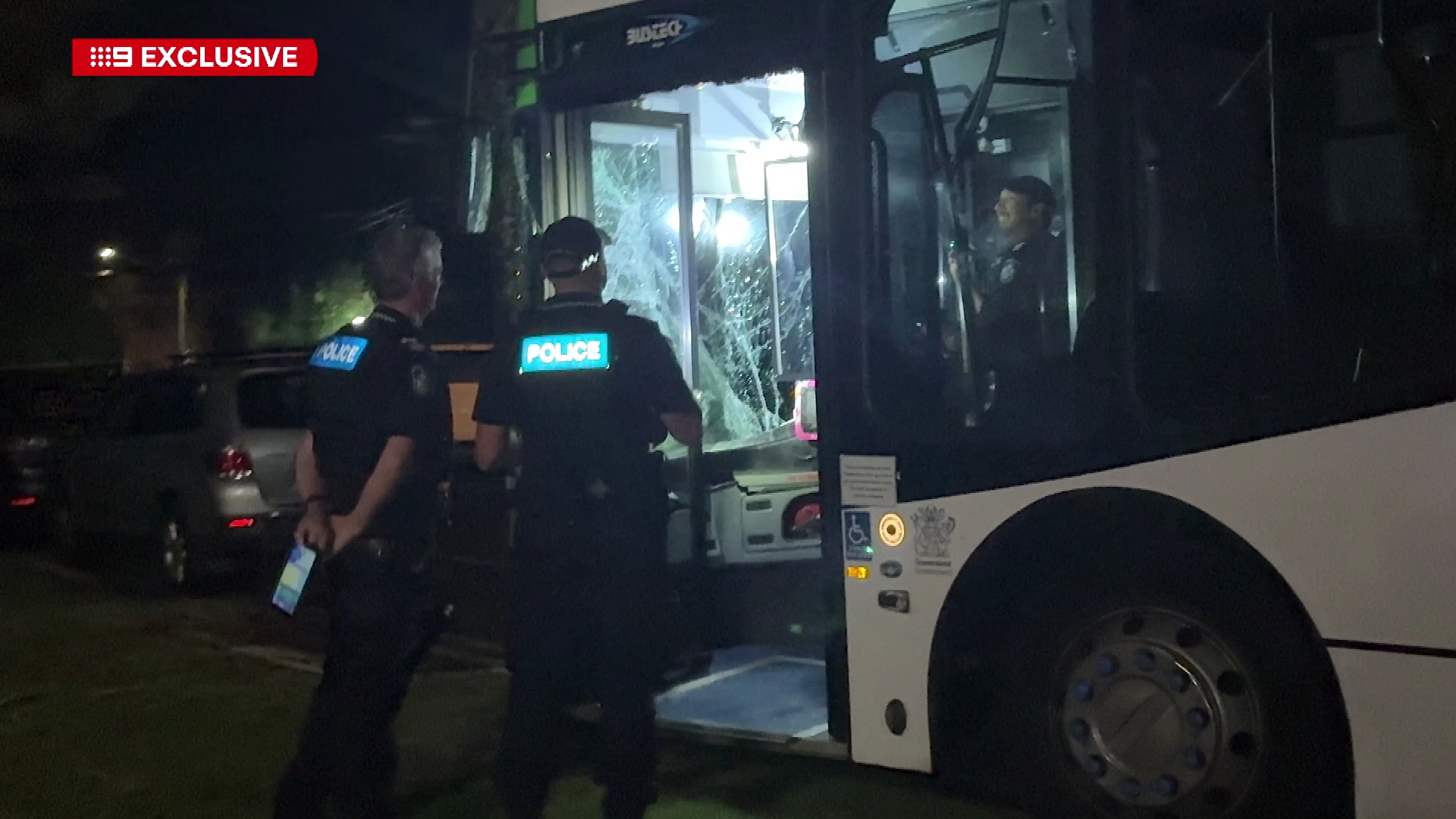 Police are still searching for the people who threw the rocks at the bus.