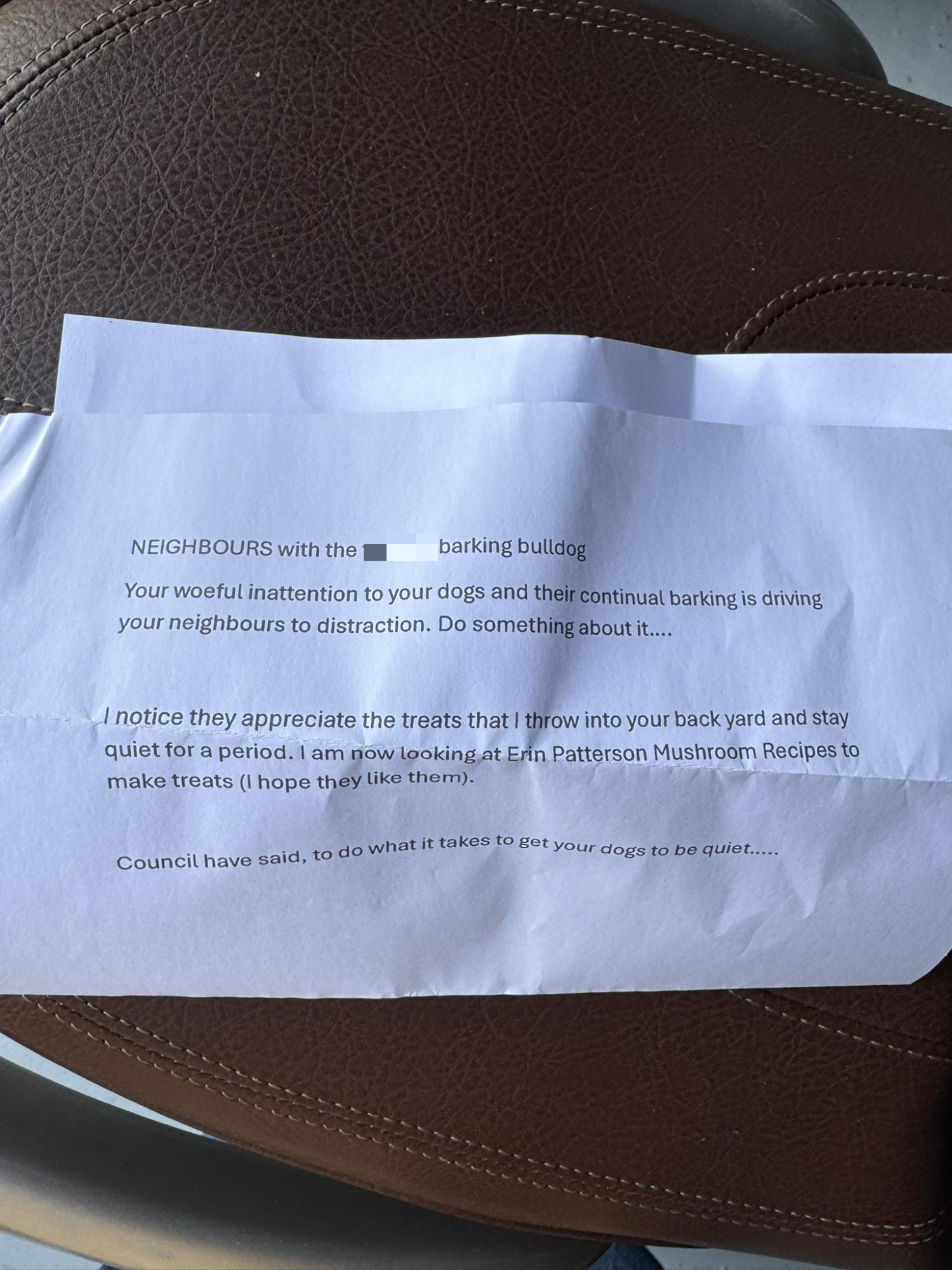 Cremone resident sent threatening letter over dogs