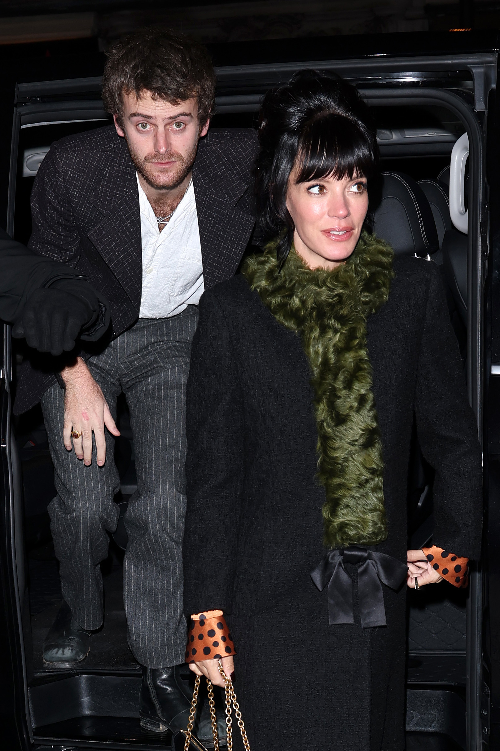 Jonah Freud and Lily Allen are seen arriving at the Valentino afterparty during the Haute Couture Spring Summer 2026 as part of Paris Fashion Week on January 28, 2026 in Paris, France. 