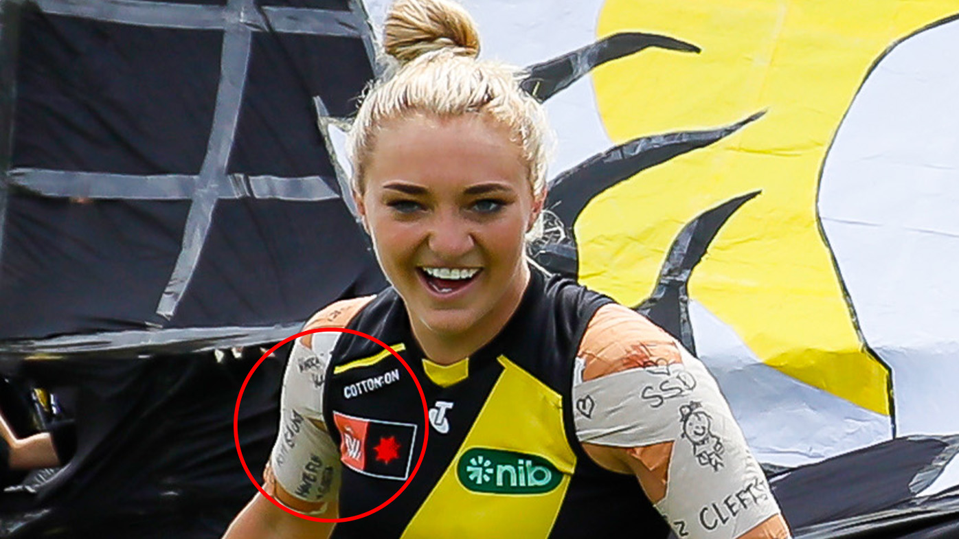 AFL, AFLW Richmond player, offensive language on strapping, tape, Jess
