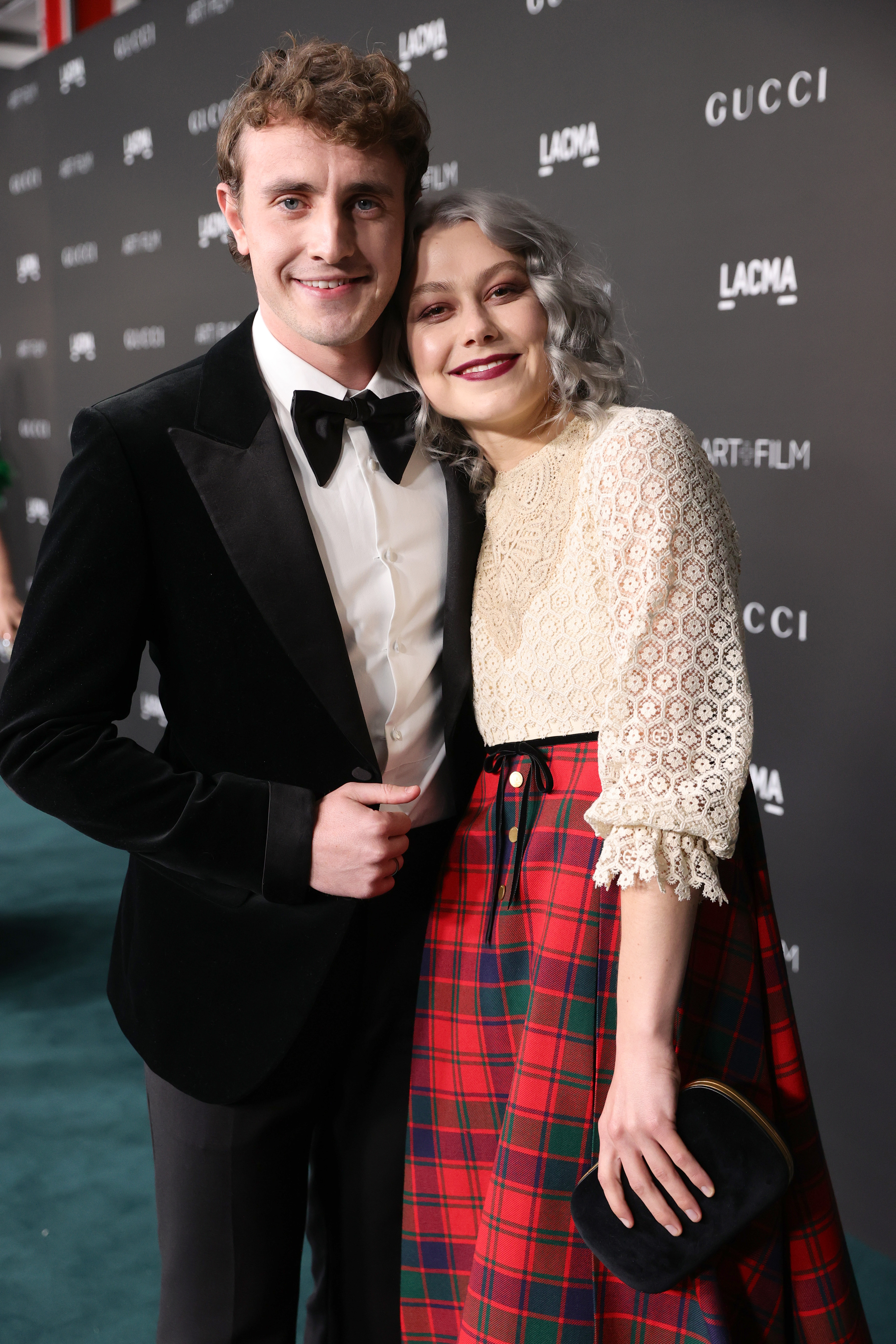 Paul Mescal, wearing Gucci, and Phoebe Bridgers, wearing Gucci, attend the 10th Annual LACMA ART+FILM GALA honoring Amy Sherald, Kehinde Wiley, and Steven Spielberg presented by Gucci at Los Angeles County Museum of Art on November 06, 2021 in Los Angeles, California. 