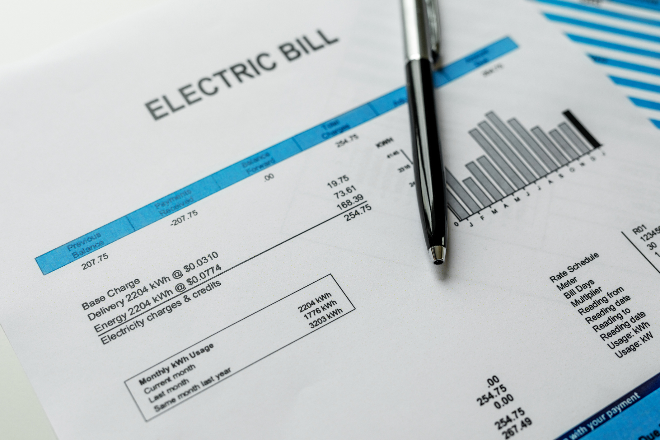 Electricity bill stock image