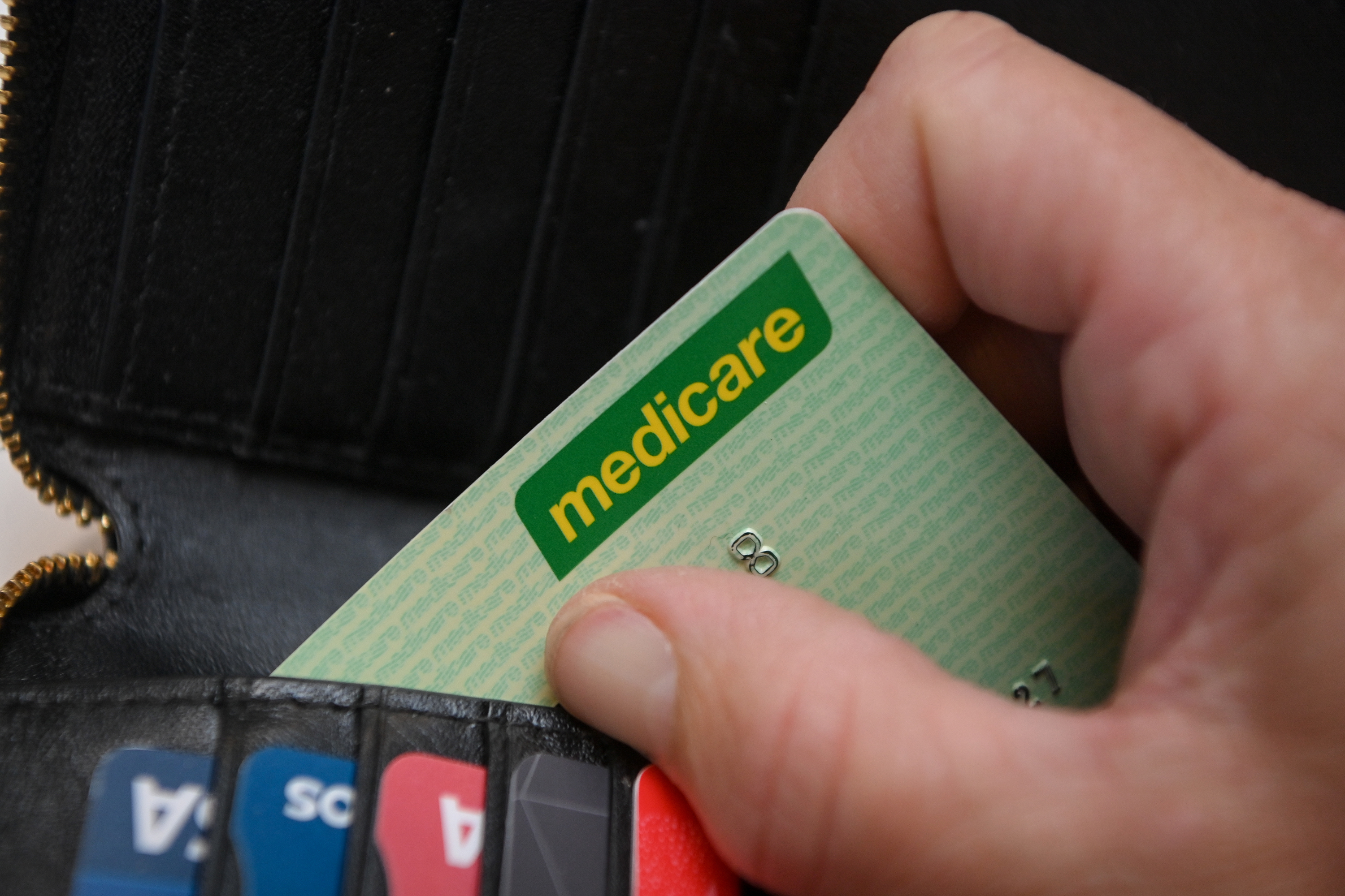 A Medicare card in someone's wallet.