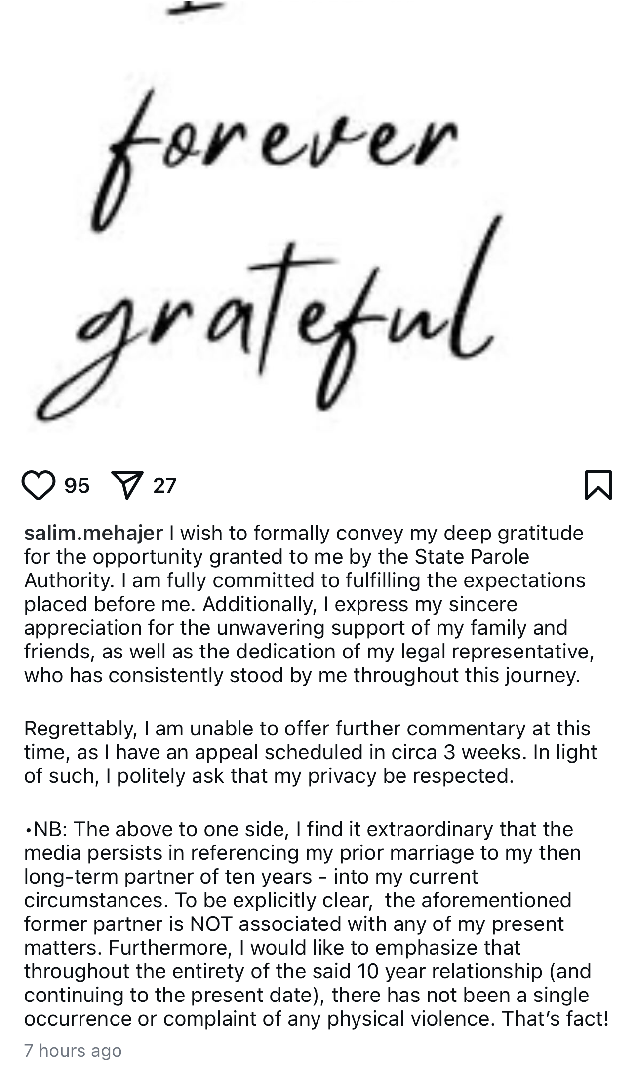 Salim Mehajer instagram comment 