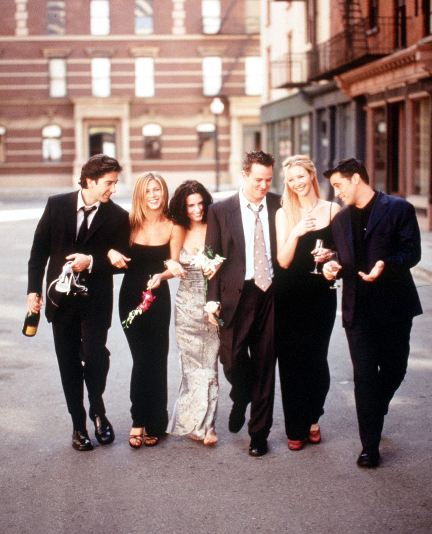 Matthew Perry, with the cast of Friends