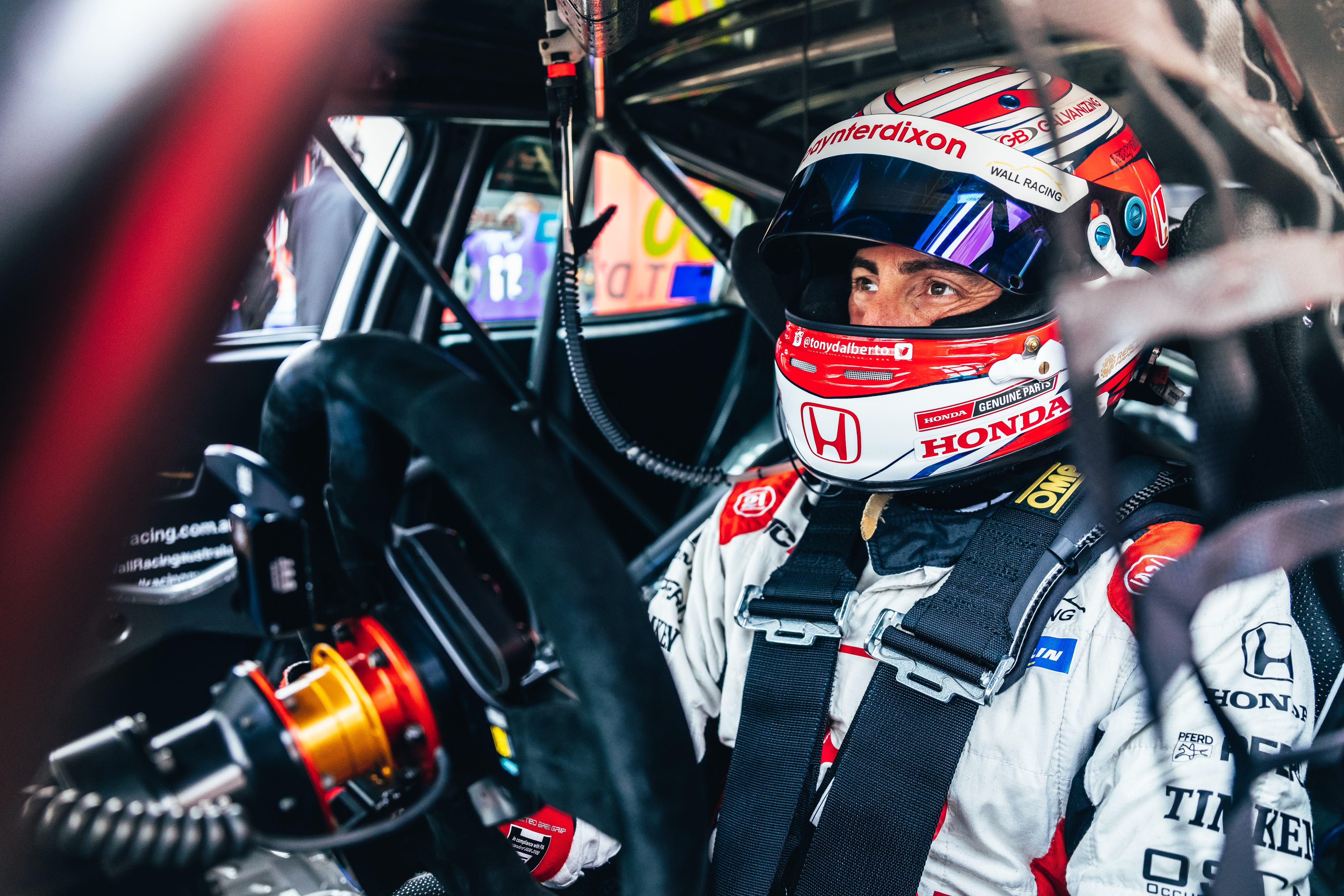 Tony D'Alberto onboard his Honda Civic Type R. 