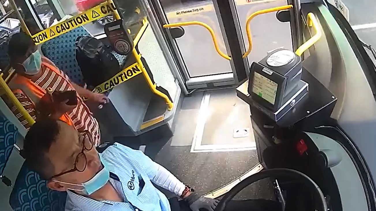 Bus driver punched, given final warning after act of revenge caught on CCTV