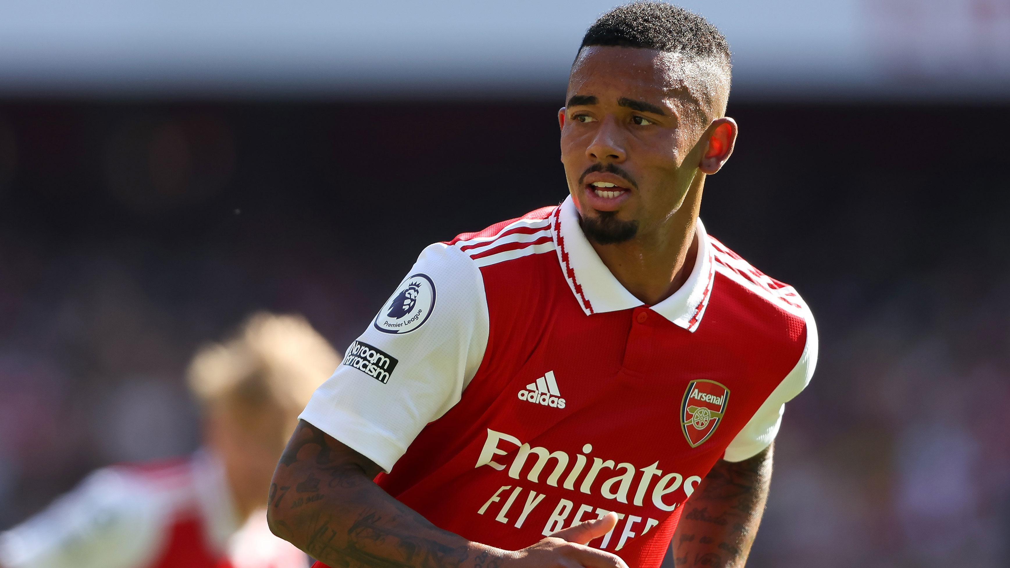 Gabriel Jesus of Arsenal during the Premier League match against Leicester City. 