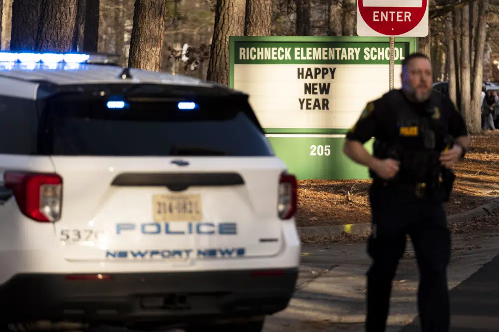 Police respond to a shooting at Richneck Elementary School