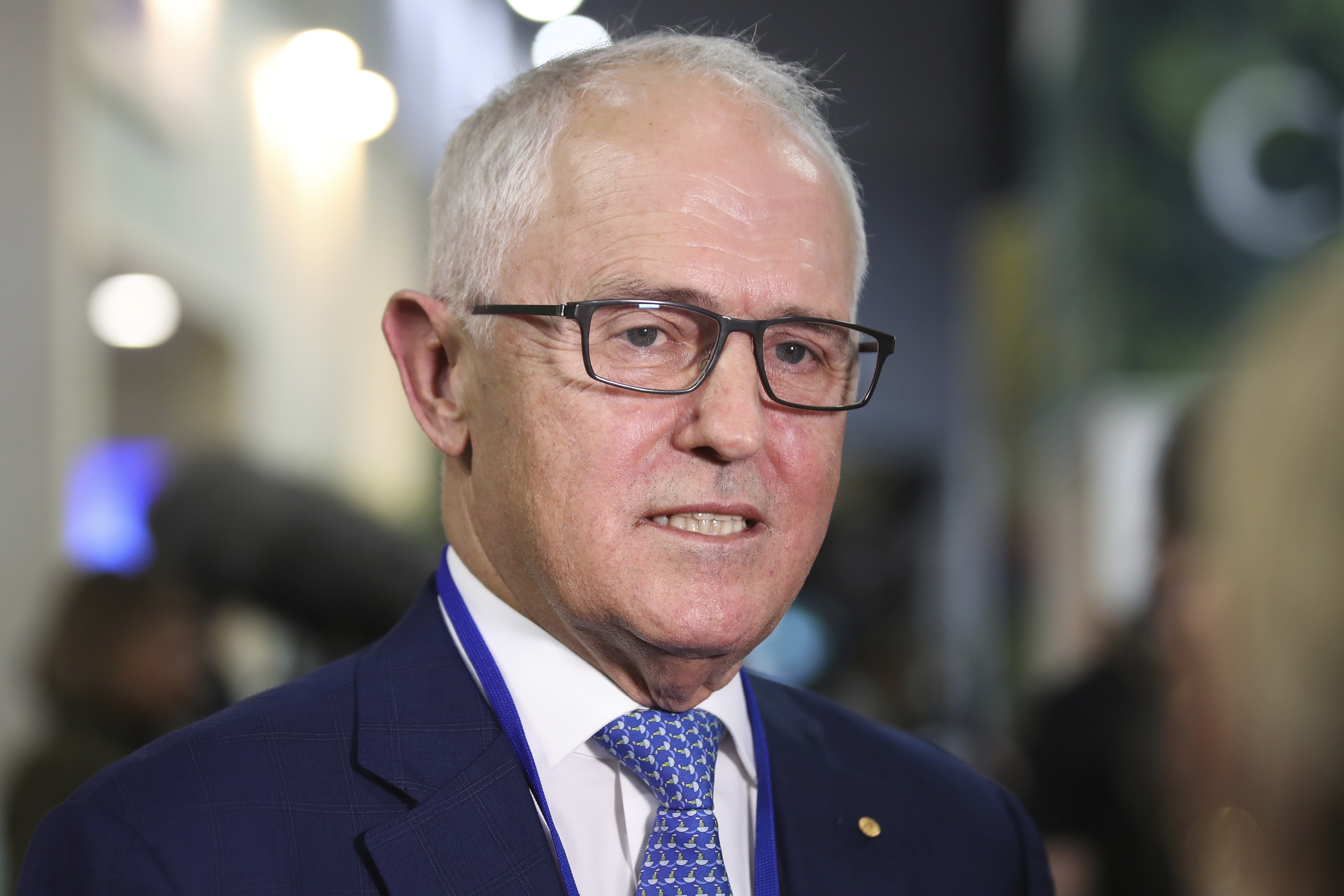 Former Australian prime minister Malcolm Turnbull addresses the media 