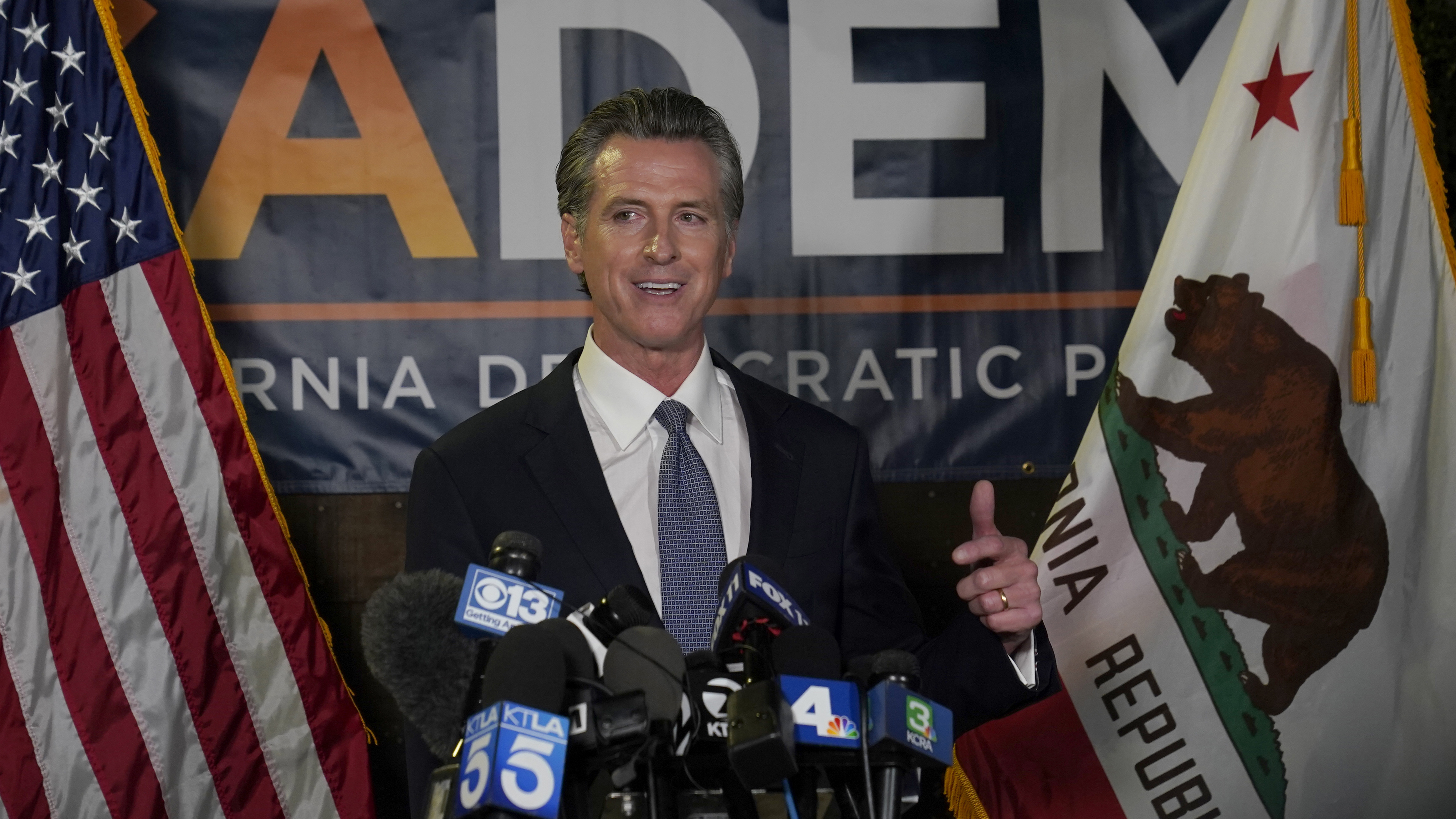California Governor Gavin Newsom spoke after beating back the recall attempt that aimed to remove him from office. 