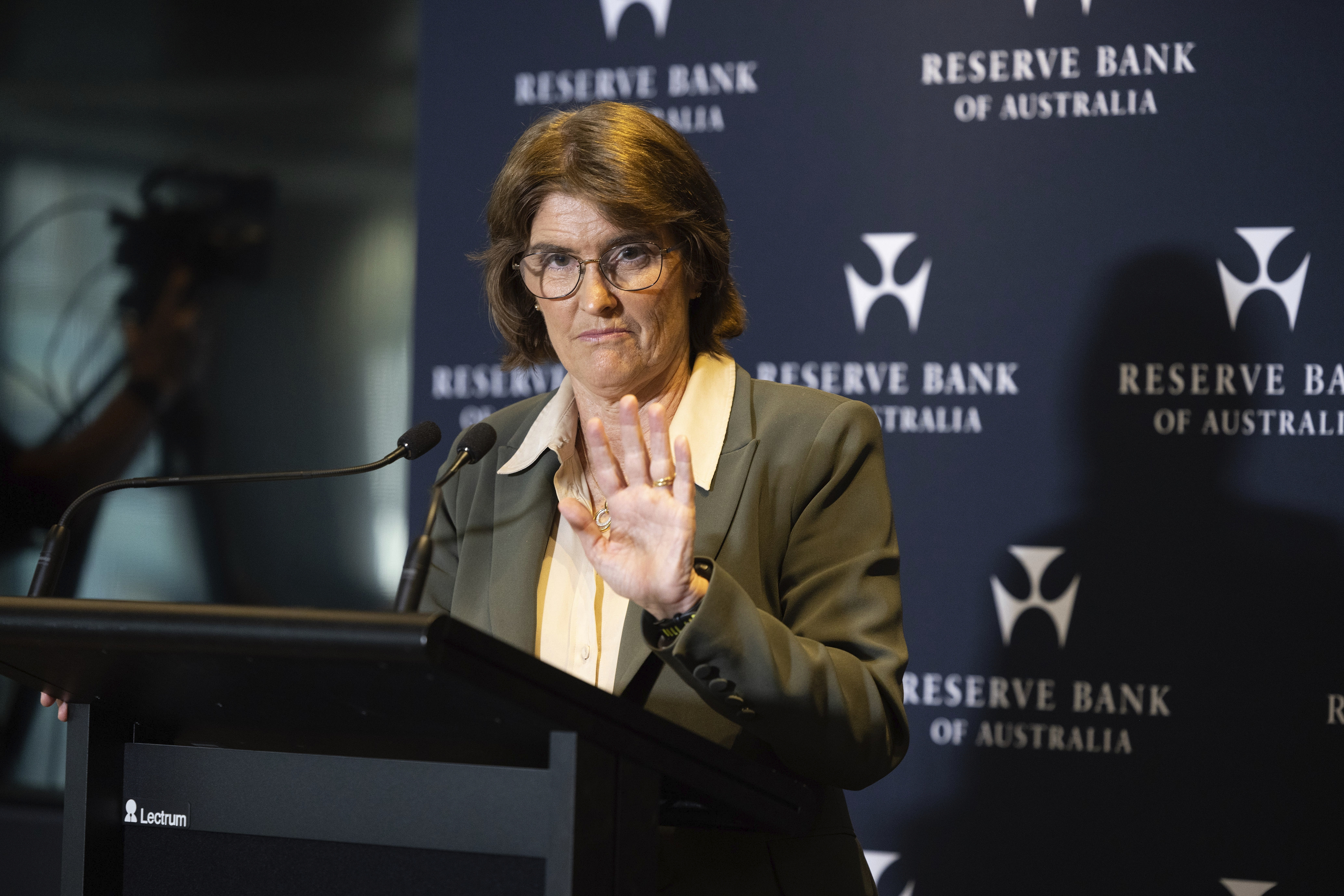 Governer of the Reserve Bank of Australia Michele Bullock,  speaks at a media conference  on Monetary Policy Decision, Sydney, 30 September 2025.