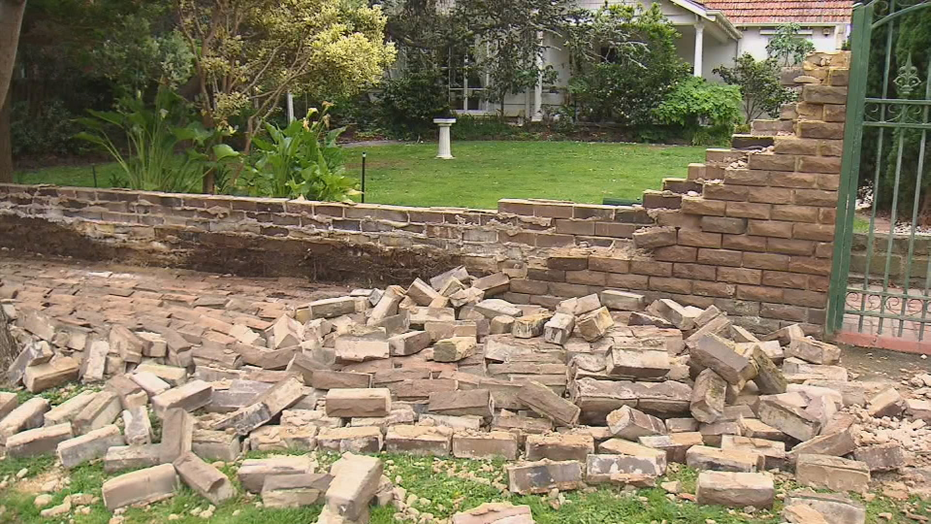 Across Melbourne the damage was limited, but the earthquake did take out this wall.
