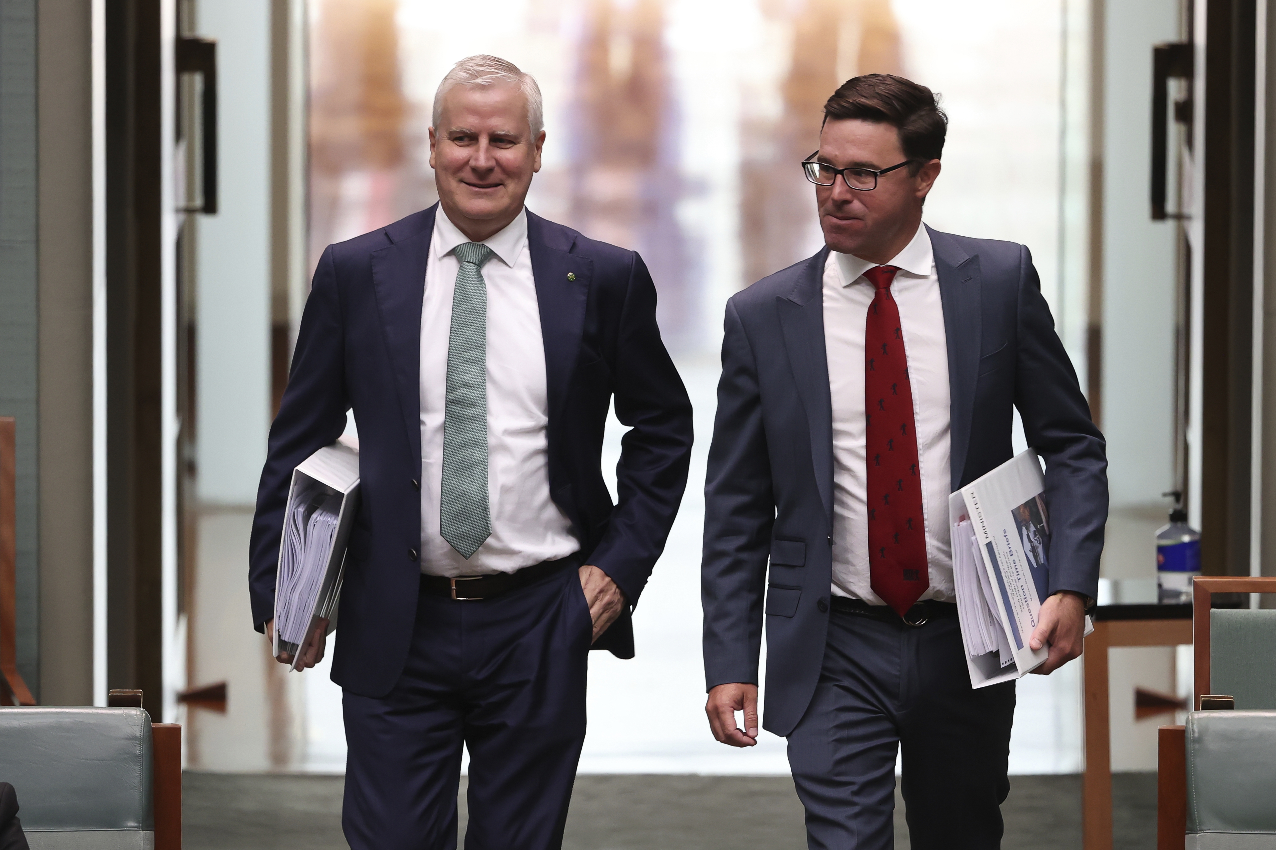 Michael McCormack and David Littleproud during Question Time at Parliament House in Canberra.