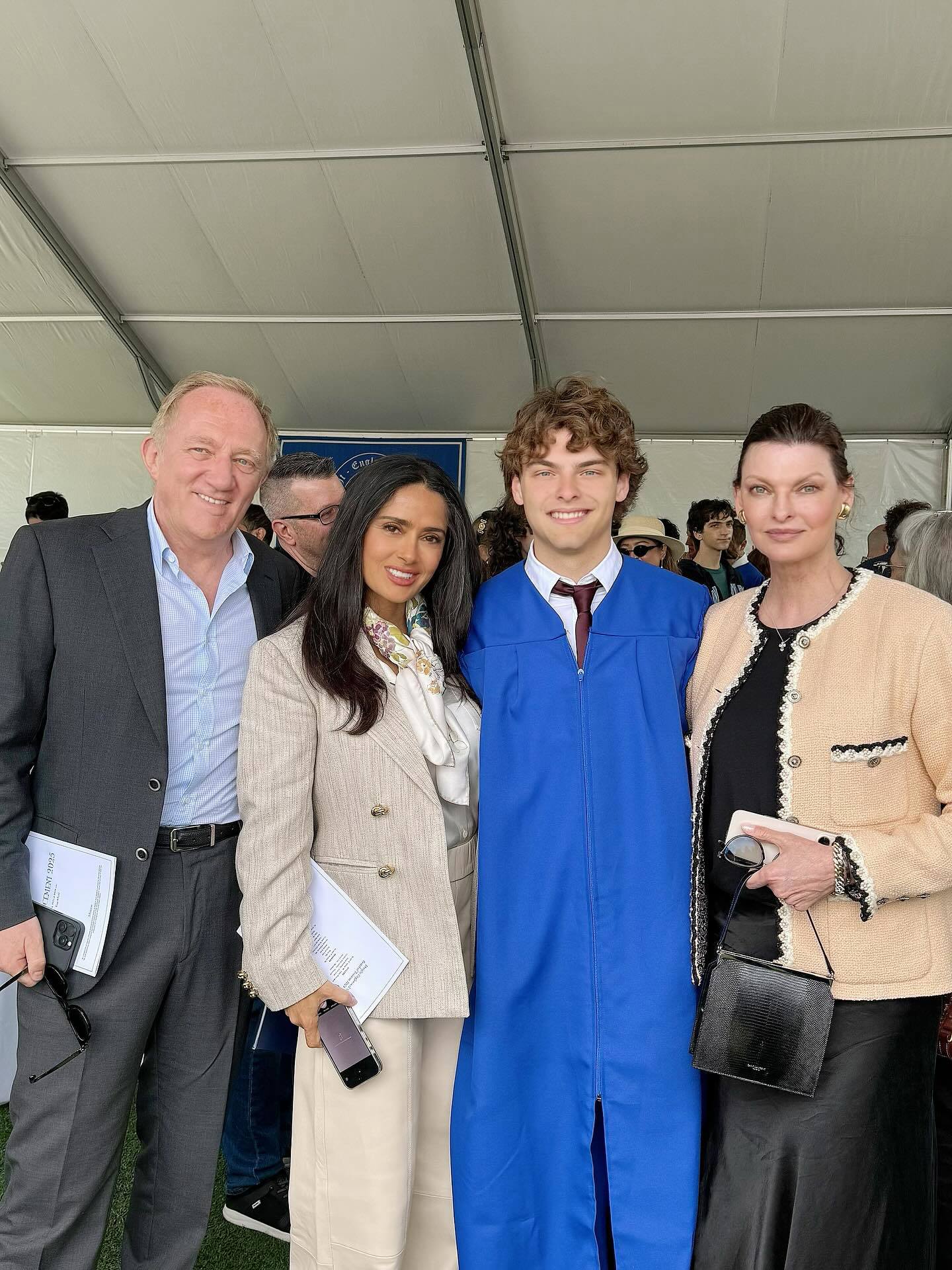 François-Henri Pinault, Salma Hayek, Augustin James Evangelista and Linda Evangelista