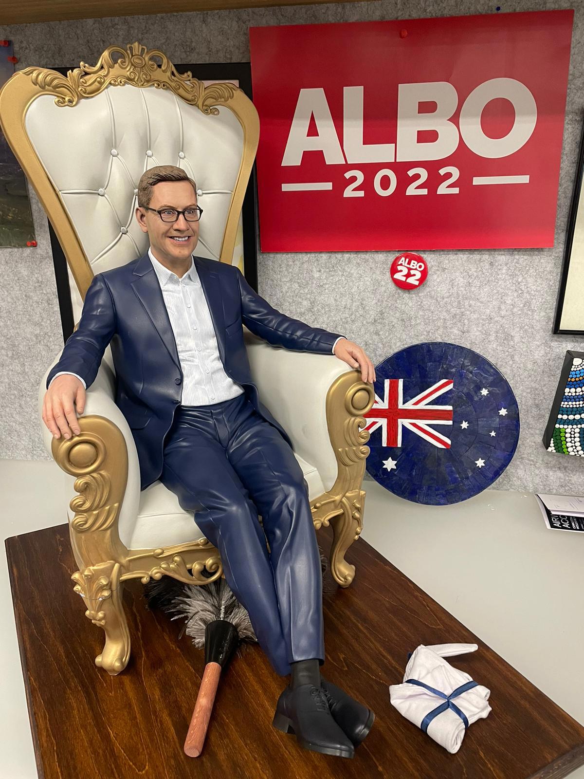 Labor MP Julian Hill has declared a 75-centimetre-tall statue of himself sitting on a throne.