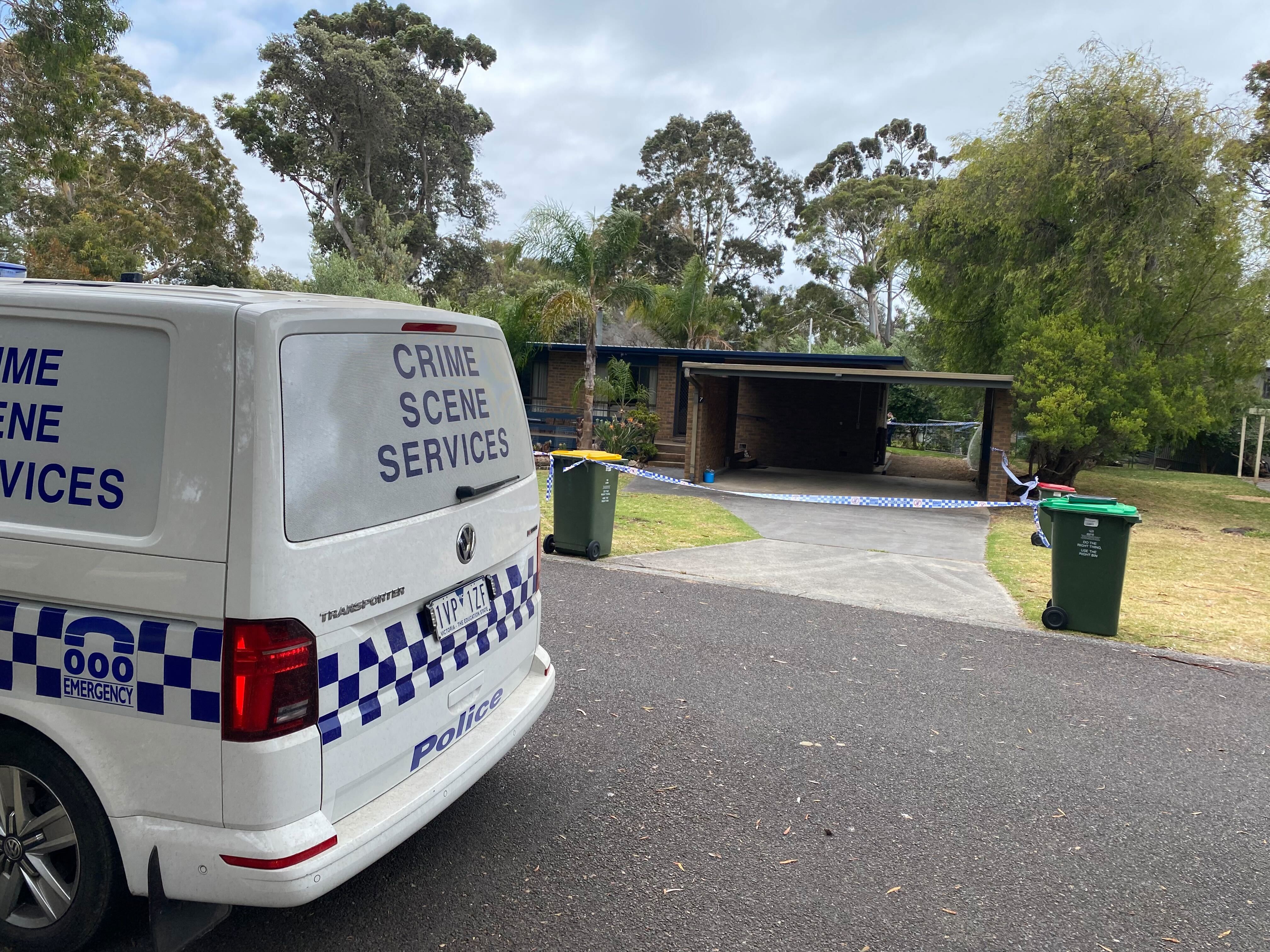 Police remain on scene at the Silverleaves home.