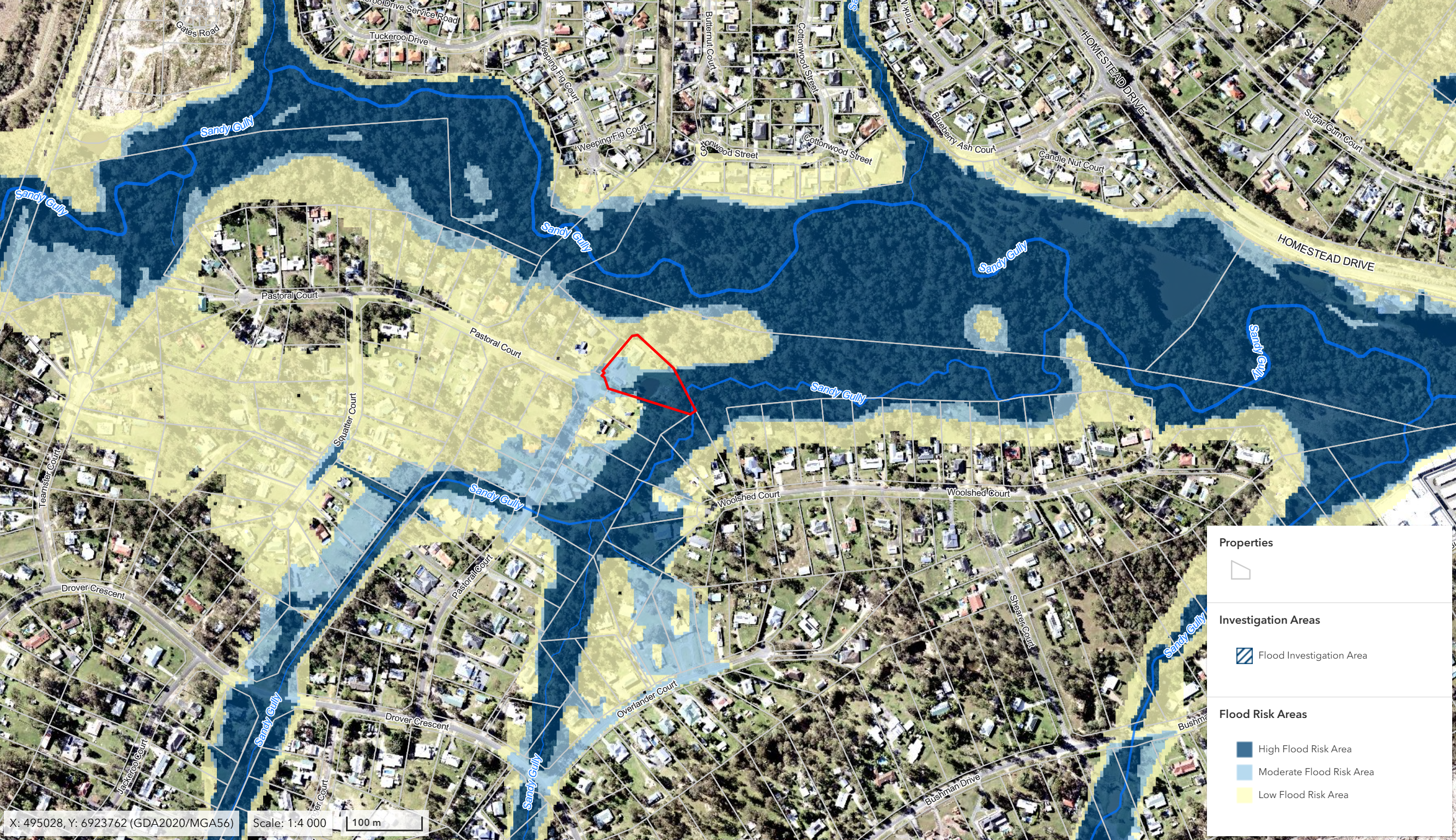 New Logan flood mapping with Chabau's property highlighted.
