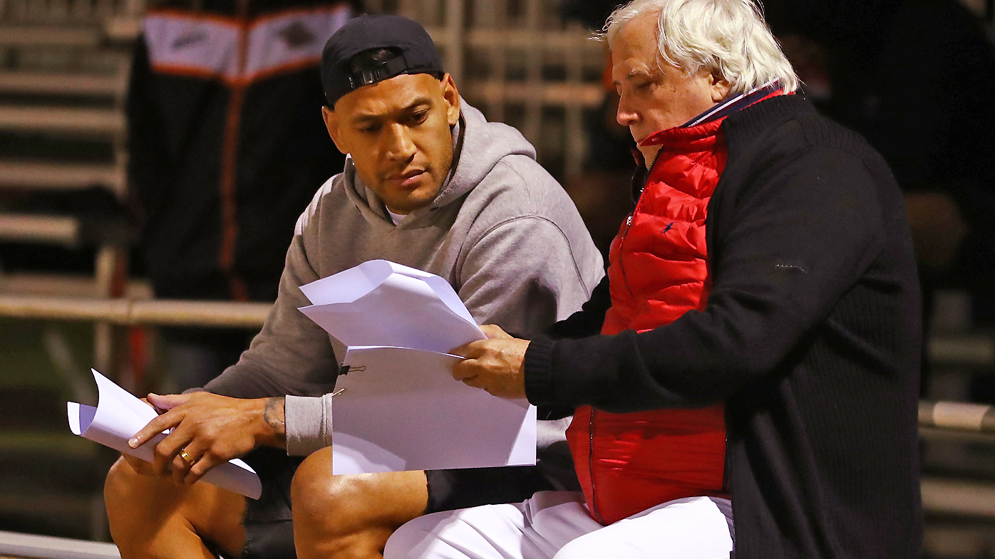 Clive Palmer and Israel Folau at Southport Tigers training