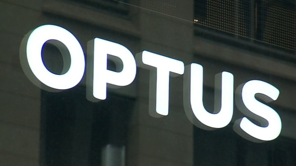 Optus logo shop front