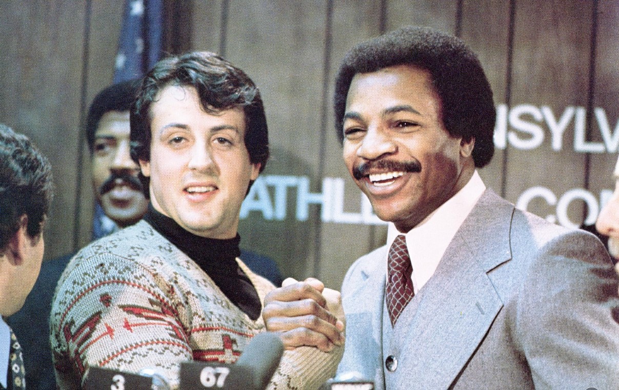 Sylvester Stallone and Carl Weathers in Rocky