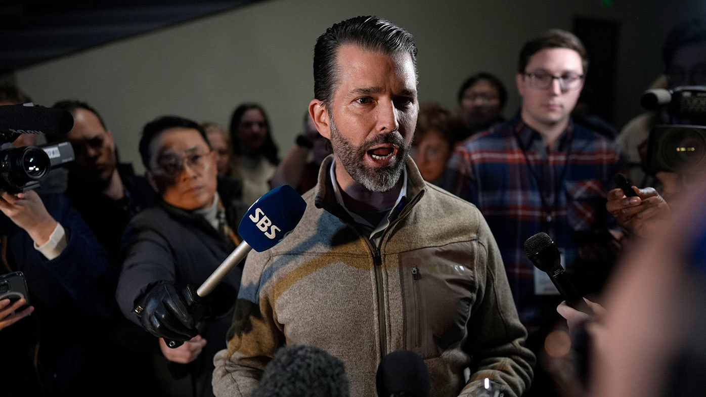 Donald Trump Jr campaigning for his father in Iowa in 2024.