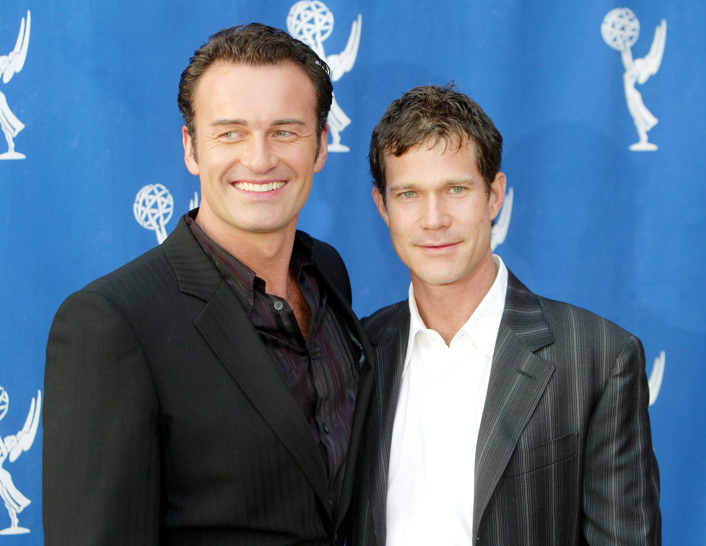 Julian McMahon and Dylan Walsh pose at the Academy of Television Arts and Sciences' "Behind The Scenes Double Header" with FX's The Shield and Nip/Tuck at the Leonard H. Goldenson Theater on April 28, 2004