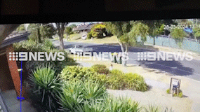 CCTV captures out-of-control car flying through air into Melbourne home