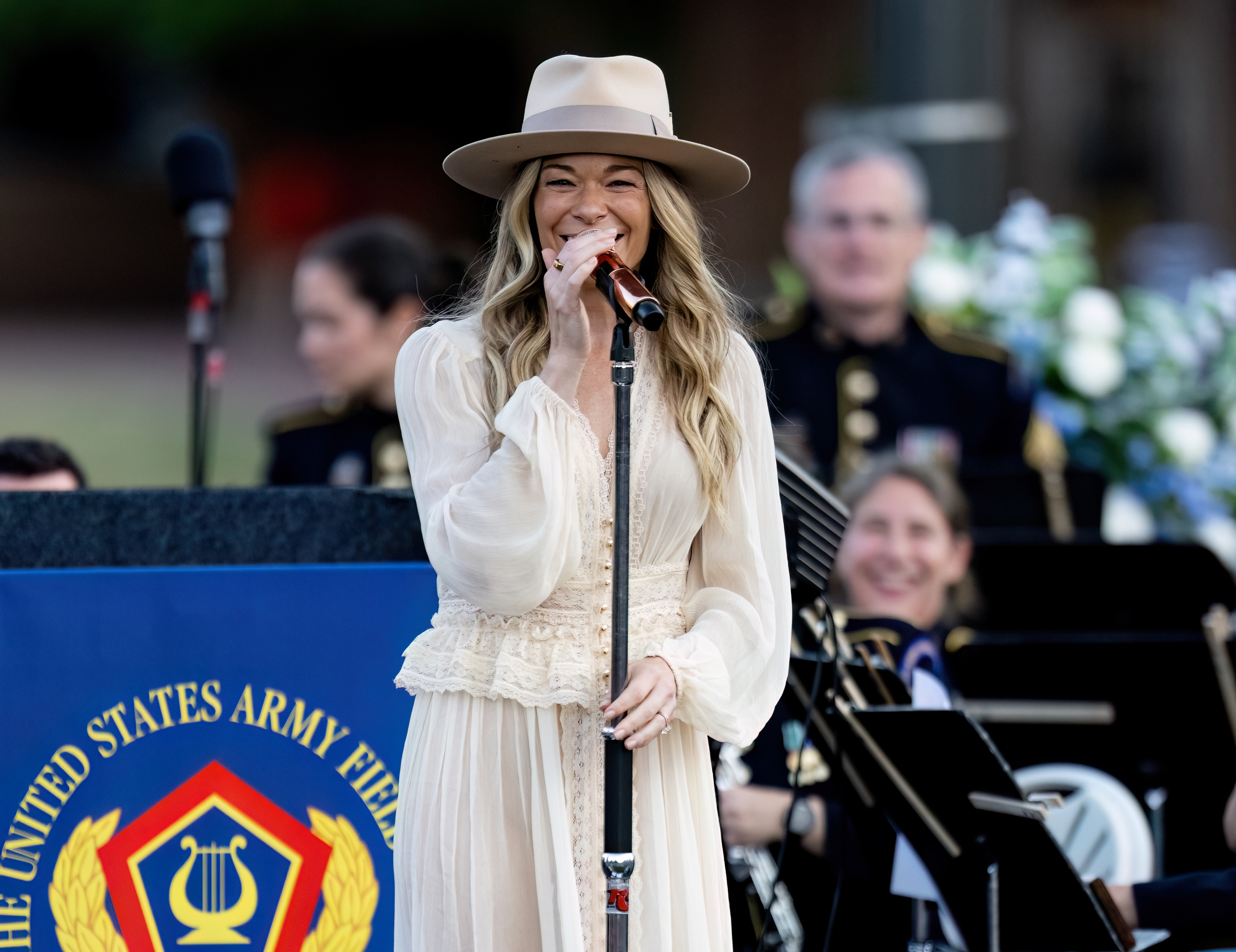 PHILADELPHIA, PENNSYLVANIA - JULY 03: Singer and songwriter LeAnn Rimes is seen performing during Salute to Service: The United States Army Field Band featuring LeAnn Rimes on July 03, 2024 in Philadelphia, Pennsylvania. (Photo by Gilbert Carrasquillo/GC Images)