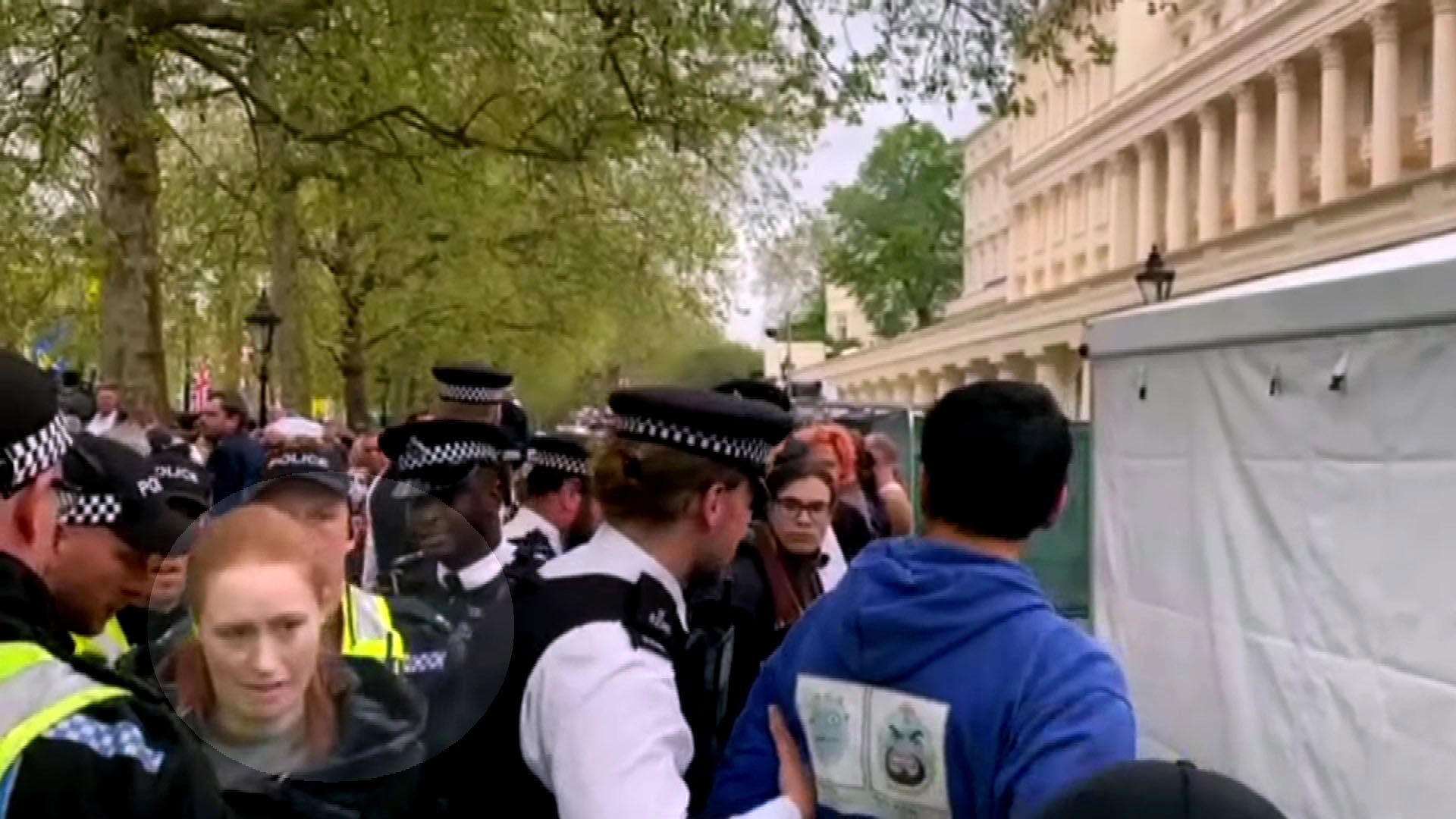 Australian woman Alice Chambers being arrested at the King's coronation.