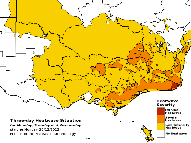 Heatwave sweeping across NSW and Victoria.