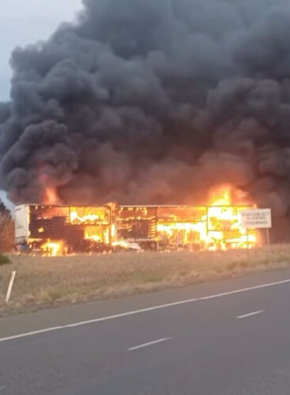 Trucks burst into flames after horror crash on Victorian highway 