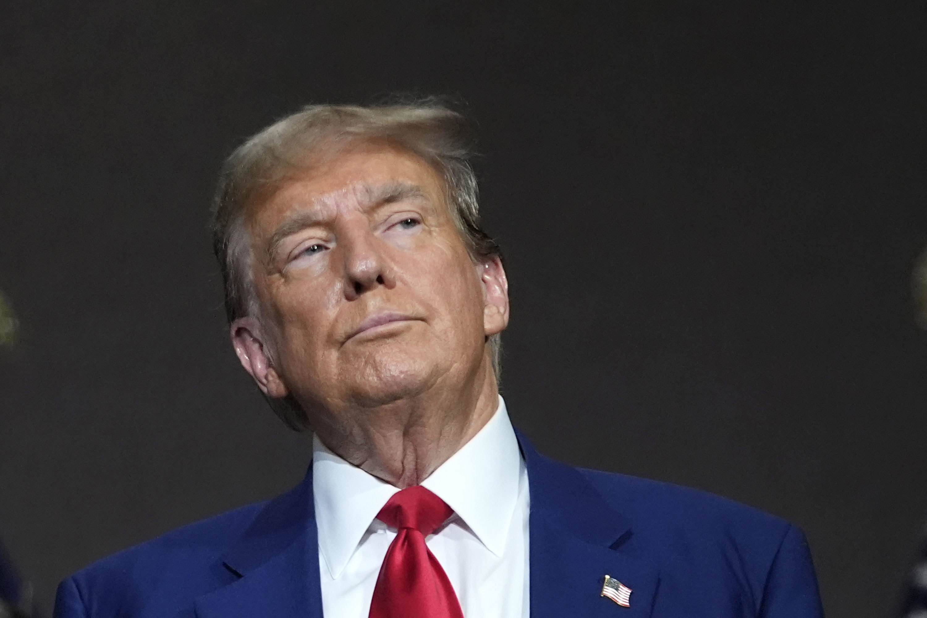 Republican presidential candidate former President Donald Trump speaks at a campaign event.