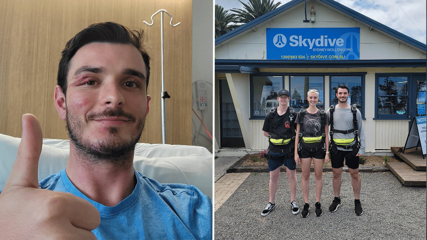 Victim of skydiving accident in Wollongong explains what happened.