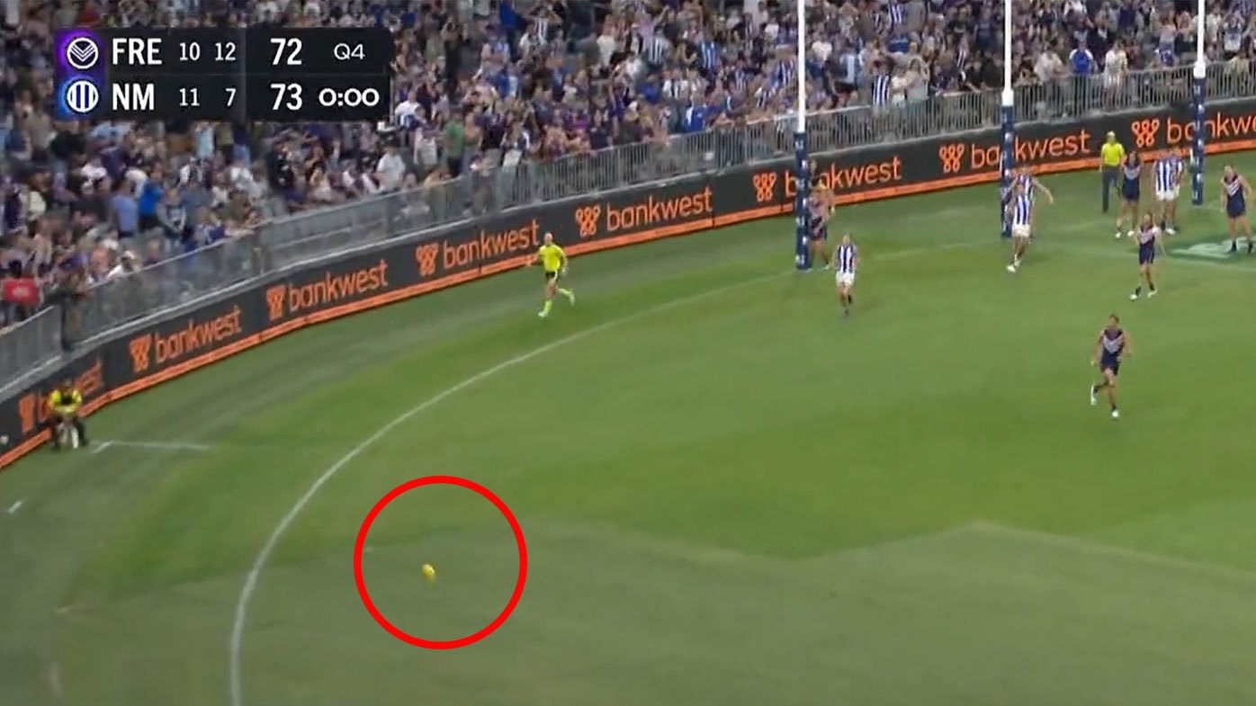 The timeclock on Fox Footy's coverage expired just moments before the ball dribbled out of bounds